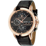 Maserati Ingegno Chronograph Brown Dial Brown Leather Strap Watch For Men - R8871619001