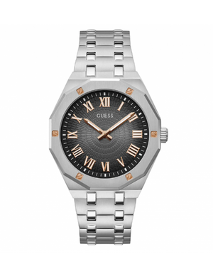 Guess Asset Quartz Black Dial Silver Steel Strap Watch For Men - GW0575G1