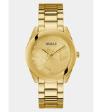 Guess Cubed Analog Gold Dial Gold Steel Strap Watch For Women - GW0606L2