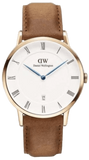 Daniel Wellington Dapper Durham White Dial Brown Leather Strap Watch For Men - DW00100115