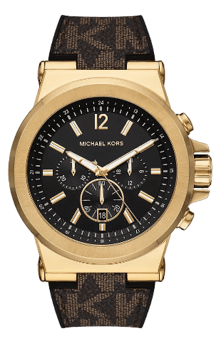 Michael Kors Dylan Chronograph Black Dial Brown Rubber Strap Watch For Men - MK8904