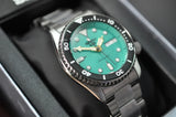 Seiko 5 Sports SKX Midi Automatic Teal Dial Silver Steel Strap Watch For Men - SRPK33K1
