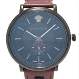 Versace V-Circle Manifesto Black Dial Maroon Leather Strap Watch for Men - VBQ040017
