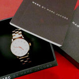 Marc Jacobs Baker Dexter White Dial Rose Gold Steel Strap Watch for Women - MBM3443