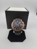 Gucci G Chrono Black Dial Brown Leather Strap Watch For Men - YA101202