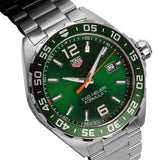 Tag Heuer Formula 1 Quartz Green Dial Silver Steel Strap Watch for Men - WAZ1017.BA0842