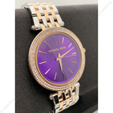 Michael Kors Darci Purple Dial Two Tone Steel Strap Watch for Women - MK3353