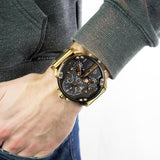 Diesel Mr Daddy 2.0 Chronograph Black Dial Gold Steel Strap Watch For Men - DZ7333