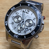 Marc Jacobs Rock Chronograph White Dial Silver Steel Strap Watch for Men - MBM5027