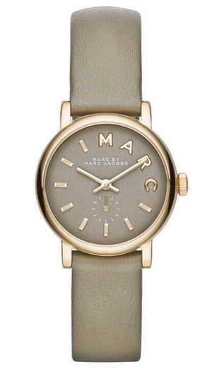 Marc Jacobs Baker Grey Dial Grey Leather Strap Watch for Women - MBM1318