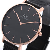 Daniel Wellington Petite Ashfield Black Dial Black Mesh Strap Watch for Women - DW00100307