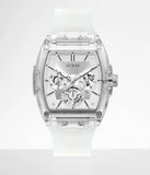 Guess Phoenix Multi Function Silver Dial White Rubber Strap Watch for Men - GW0203G1