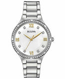 Bulova Crystal Collection Mother of Pearl Dial Silver Steel Strap Watch for Women - 96L263