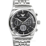 Emporio Armani Franco Black Dial Silver Steel Strap Watch For Men - AR0373