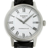 Tissot Carson Powermatic 80 White Dial Black Leather Strap Watch For Men - T085.407.16.013.00