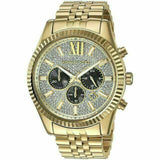 Michael Kors Lexington Crystals Gold Dial Gold Steel Strap Watch for Men - MK8494