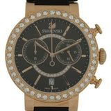 Swarovski Citra Sphere Chronograph Black Dial Black Leather Strap Watch for Women - 5055209