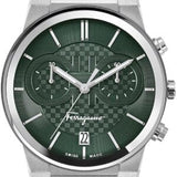 Salvatore Ferragamo Sapphire Chrono Green Dial Silver Steel Strap Watch for Men - SFME00421