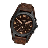 Fossil Nate Chronograph Brown Dial Brown Leather Strap Watch for Men - JR1511