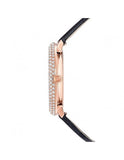 Swarovski Crystal Frost Black Dial Black Leather Strap Watch for Women - 5484058