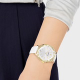 Swarovski Octea Nova Quartz White Dial White Leather Strap Watch for Women - 5295337