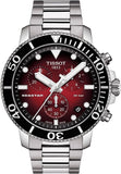 Tissot Seastar 1000 Chronograph Red Dial Silver Steel Strap Watch For Men - T120.417.11.421.00