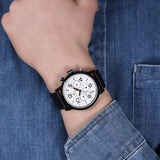 Tommy Hilfiger Jake Multi Function Quartz White Dial Black Leather Strap Watch for Men - 1791235