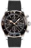 Breitling Superocean Heritage Chronograph 44 Black Dial Black Mesh Bracelet Watch for Men - U13313121B1S1