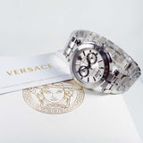 Versace Aion Chronograph White Dial Silver Steel Strap Watch for Men - VBR040017