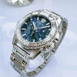 Versace Greca Action Chronograph Quartz Green Dial Silver Steel Strap Watch for Men - VE3J00422
