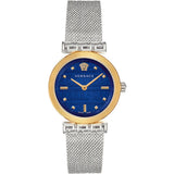 Versace Meander Blue Dial Silver Mesh Bracelet Watch for Women - VELW00520
