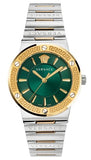 Versace Greca Green Dial Silver Steel Strap Watch for Women - VEVH00720