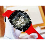 Guess Phoenix Multifunction Black Dial Red Rubber Strap Watch for Men - GW0203G4