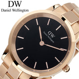 Daniel Wellington Iconic Link Black Dial Rose Gold Steel Strap Watch For Men - DW00100344