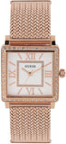 Guess Highline Off White Dial Rose Gold Stainless Steel Mesh Strap Watch For Women - W0826L3