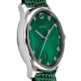 Gucci G-Timeless Green Mother of Pearl Dial Green Leather Strap Watch For Women - YA126585