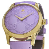 Gucci G Timeless Quartz Lilac Dial Lilac Leather Strap Watch For Women - YA1264098