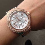 Michael Kors Camille Chronograph White Dial Rose Gold Steel Strap Watch for Women - MK5636