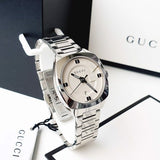 Gucci GG2570 White Dial Silver Steel Strap Watch For Women - YA142502