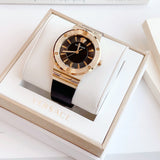 Versace Greca Black Dial Black Leather Strap Watch for Women - VEVH00320