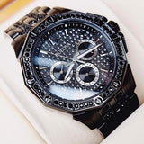 Bulova Octova Chronograph Black Crystal Dial Black Steel Strap Watch for Men - 98C134