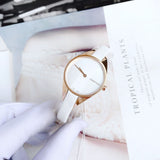 Calvin Klein Rebel White Grey Dial White Leather Strap Watch for Women - K8P236L6
