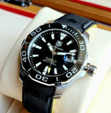 Tag Heuer Aquaracer Calibre 5 Automatic Black Dial Black Rubber Strap Watch for Men - WAY211A.FT6151