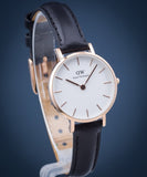 Daniel Wellington Classic Petite Sheffield White Dial Black Leather Strap Watch For Women - DW00100230