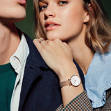 Daniel Wellington Classic Petite White Dial Rose Gold Mesh Bracelet Watch For Women - DW00100219
