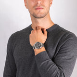 Tommy Hilfiger Jackson Quartz Black Dial Silver Steel Strap Watch for Men - 1791243
