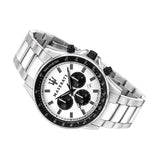 Maserati SFIDA Chronograph White Dial Silver Steel Strap Watch For Men - R8873640003