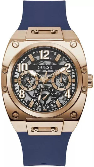 Guess Prodigy Multifunction Navy Blue Dial Blue Silicone Strap Watch For Men - GW0569G3