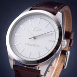 Lacoste Edmonton White Dial Brown Leather Strap Watch for Men - 2010893
